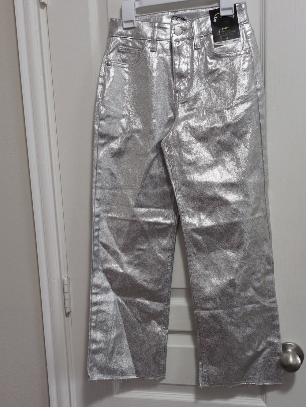 Silver Baggy High-rise Straight Leg Jeans